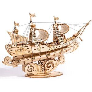 RoWood 3D Wooden Puzzle for Adults, Vintage Wooden Watercraft Model Kit to